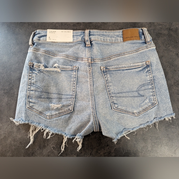AE Next Level High-Waisted Denim Short Short | Size 6 | Light Bright Indigo - Picture 2 of 8